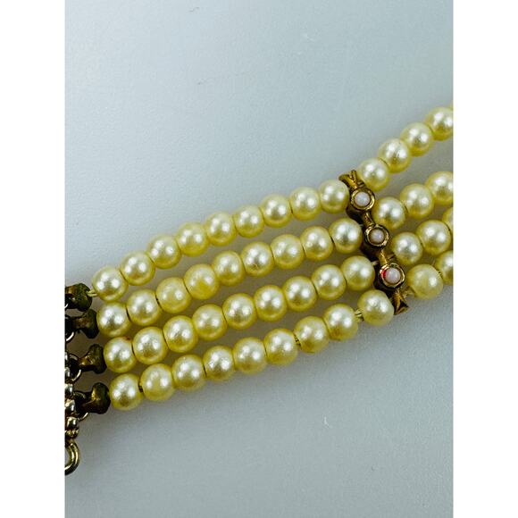 Vintage Small Faux Pearl 4 Strand Bracelet with Clasp - Picture 7 of 11